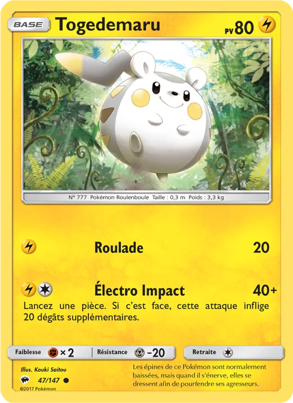Togedemaru 47/147 — SL3 – Ombres Ardentes — Carte Pokémon française