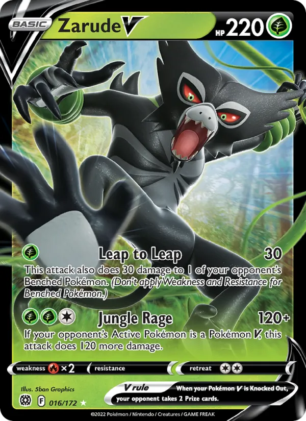 Zarude V 16/172 — SWSH9 – Brilliant Stars — Carte Pokémon anglaise