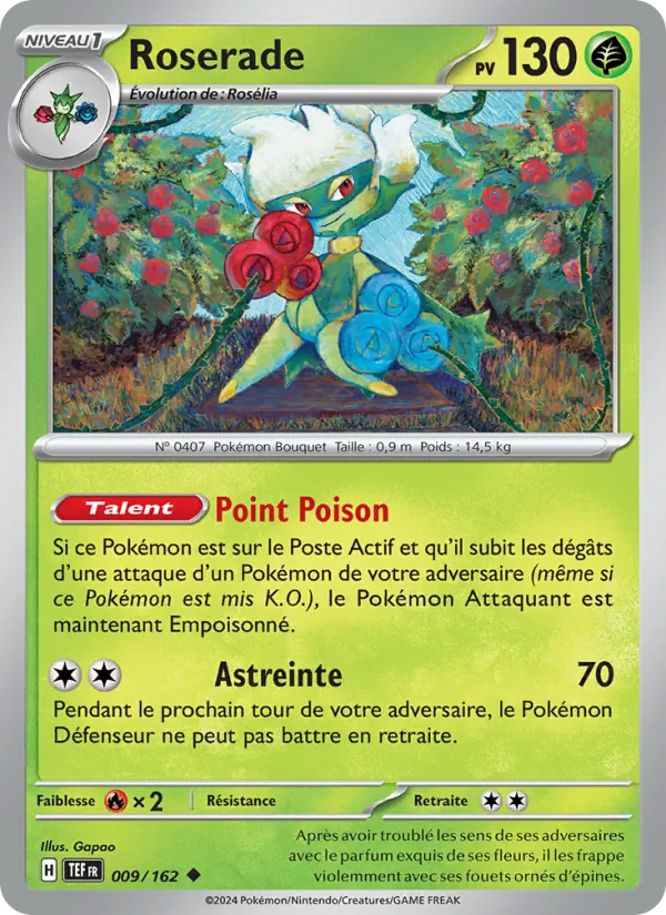 Roserade 9/162 — EV05 – Forces Temporelles — Carte Pokémon française