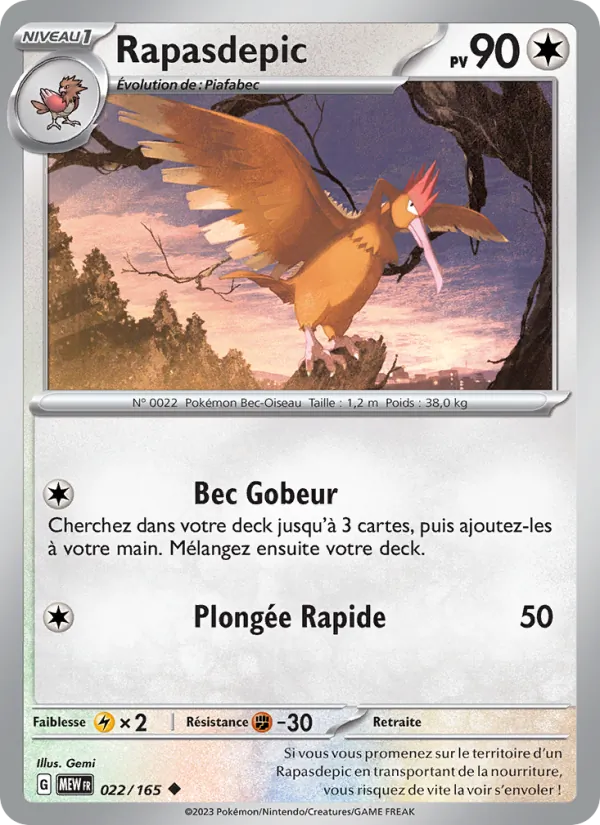 Rapasdepic 22/165 — EV03.5 — 151 — Carte Pokémon française