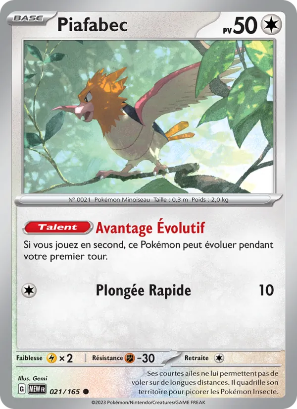 Piafabec 21/165 — EV03.5 — 151 — Carte Pokémon française