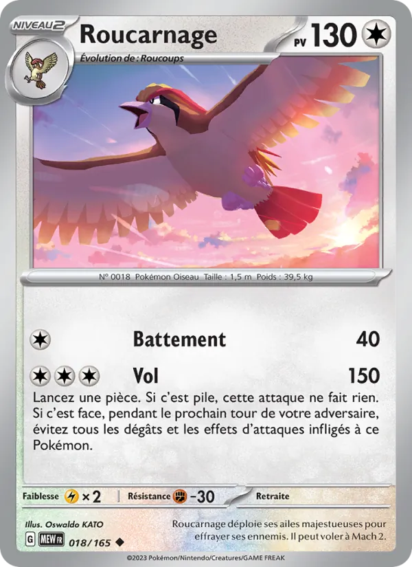 Roucarnage 18/165 — EV03.5 — 151 — Carte Pokémon française