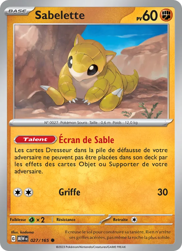 Sabelette 27/165 — EV03.5 — 151 — Carte Pokémon française
