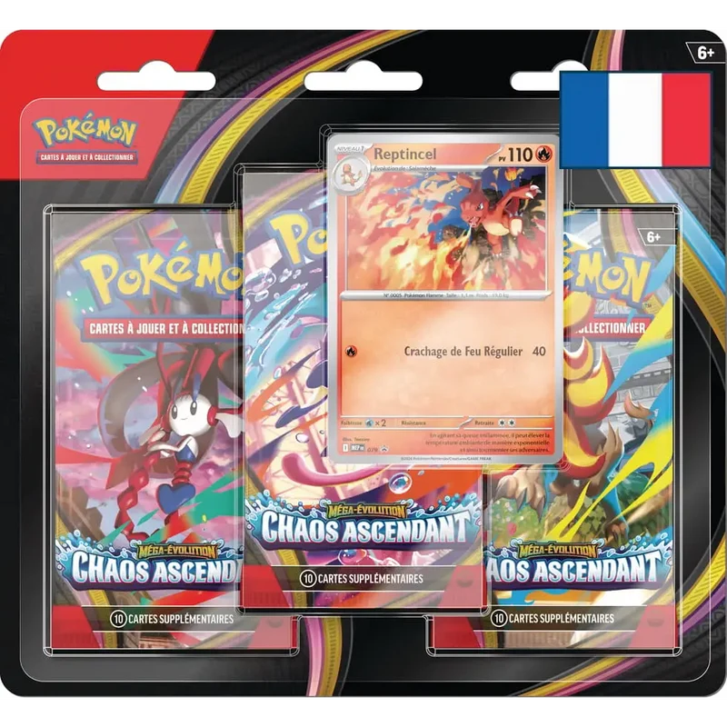 Pack 3 Boosters Pokémon ME04 Chaos Ascendant – Reptincel – Français