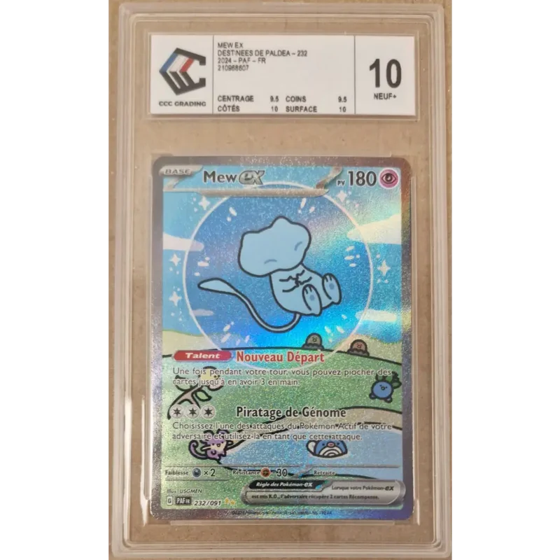 Mew ex 232/091 – Destinées de Paldea PAF 232 – Carte Pokémon Française Gradée CCC 10 NEUF+