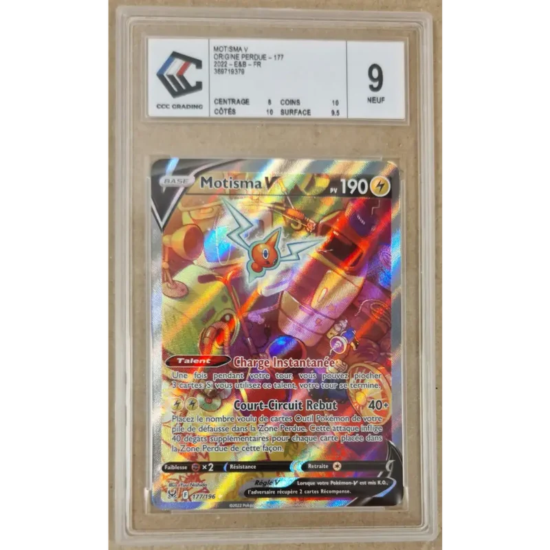 Motisma V 177/196 – Origine Perdue LOR 177 – Carte Pokémon Française Gradée CCC 9