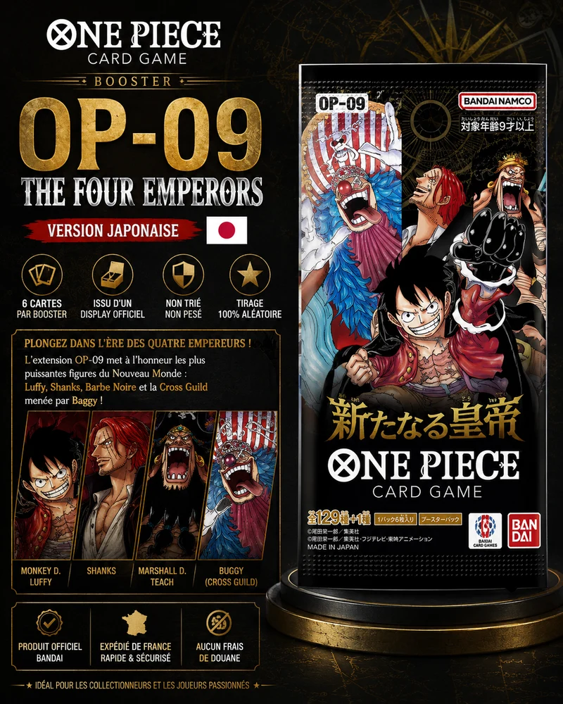 Booster OP-09 THE FOUR EMPERORS – One Piece TCG (Carddass) – JAPONAIS