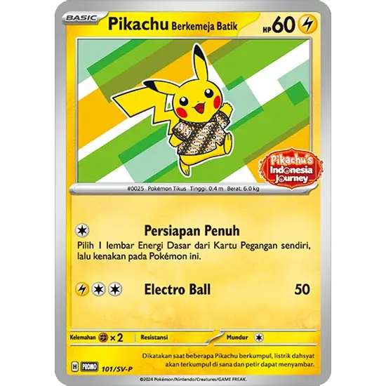 ⚡ Carte Promo Pokémon 101/SV-P – Pikachu Berkemeja Batik [Version Indonésienne]