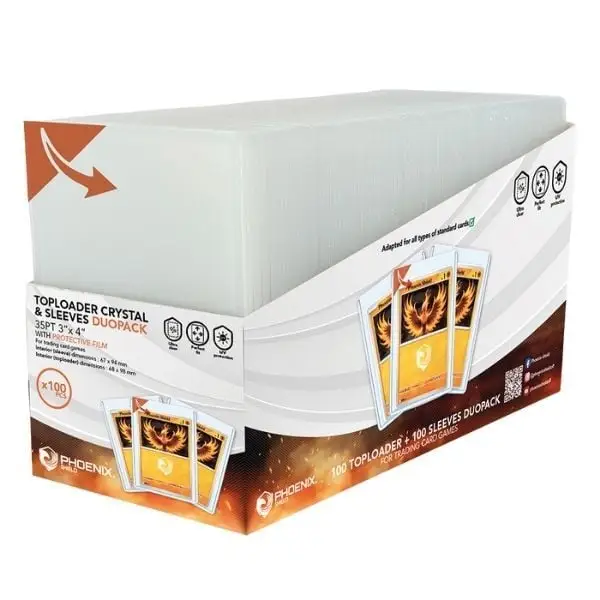 Phoenix Shield – Duopack 100 Toploaders Crystal + 100 Sleeves