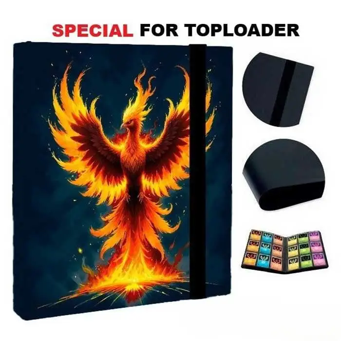 Portfolio Toploader 9 Pochettes – 12 Pages – Design Phoenix – 216 Cartes TCG