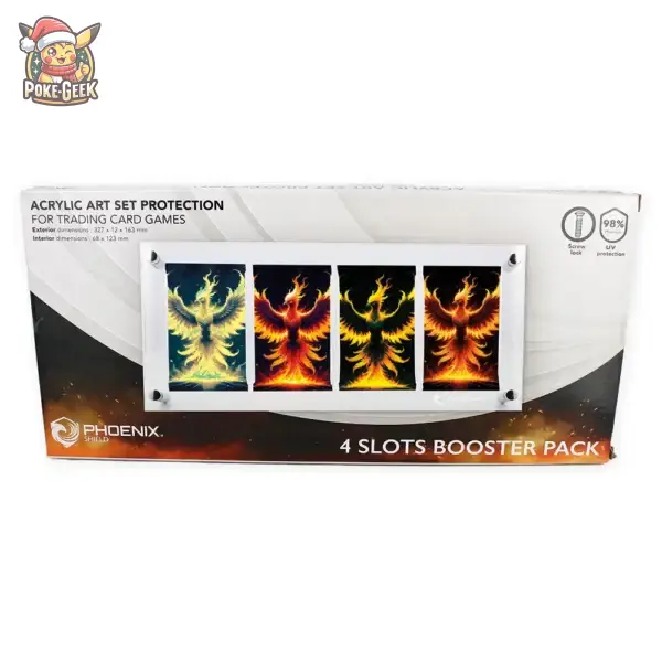 Phoenix Shield – Présentoir Acrylique 4-Slots – Boosters Pokémon