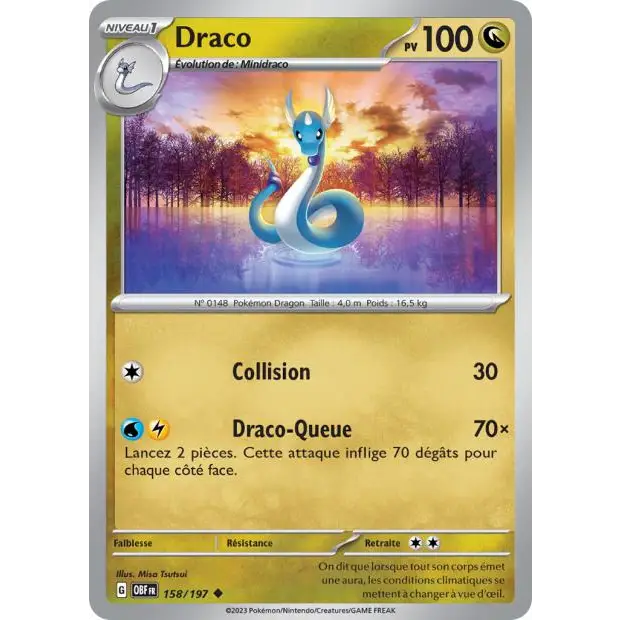 Peu commune - Pokemon - Flammes Obsidiennes - Draco 158/197