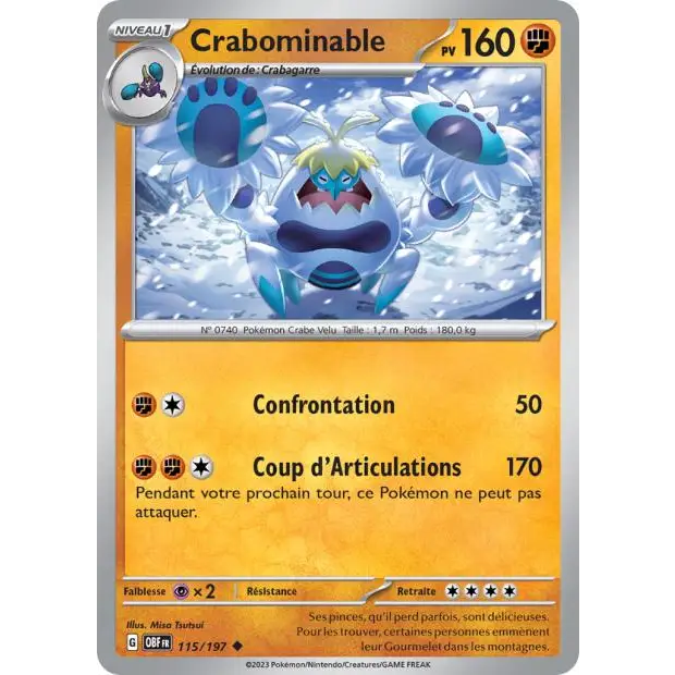 Peu commune - Pokemon - Flammes Obsidiennes - Crabominable 115/197