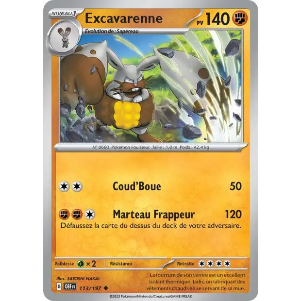 Peu commune - Pokemon - Flammes Obsidiennes - Excavarenne 113/197