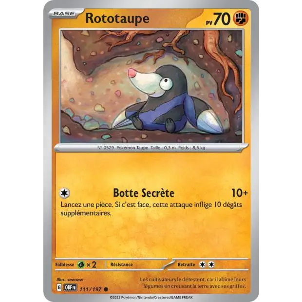 Commune - Pokemon - Flammes Obsidiennes - Rototaupe 111/197