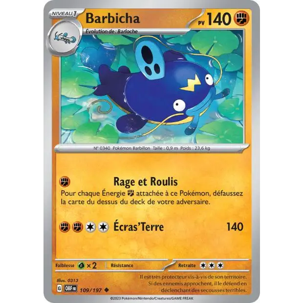 Peu commune - Pokemon - Flammes Obsidiennes - Barbicha 109/197