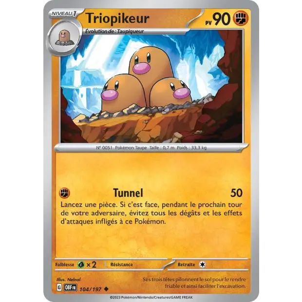 Peu commune - Pokemon - Flammes Obsidiennes - Triopikeur 104/197