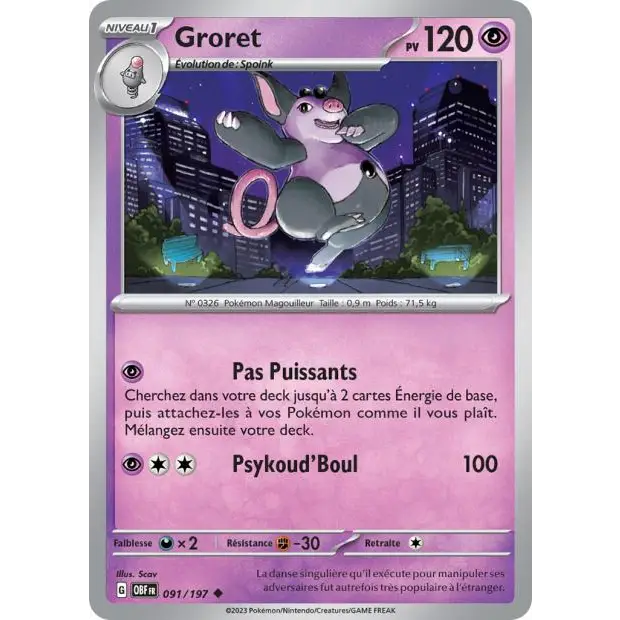 Peu commune - Pokemon - Flammes Obsidiennes - Groret 91/197