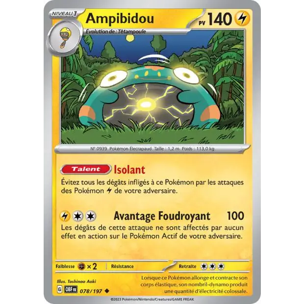 Peu commune - Pokemon - Flammes Obsidiennes - Ampibidou 78/197
