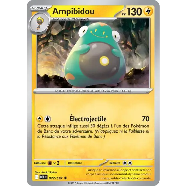 Peu commune - Pokemon - Flammes Obsidiennes - Ampibidou 77/197