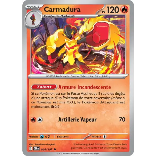 Peu commune - Pokemon - Flammes Obsidiennes - Carmadura 44/197