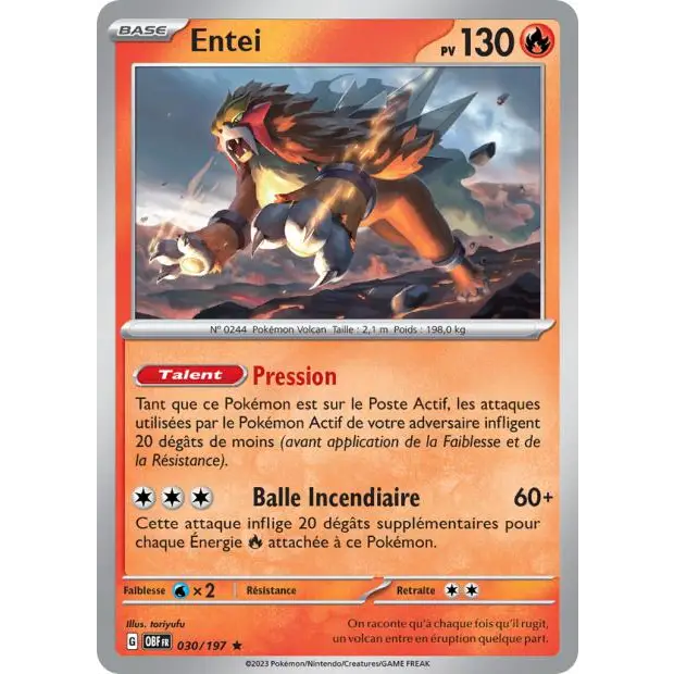 Holo - Pokemon - Flammes Obsidiennes - Entei 30/197