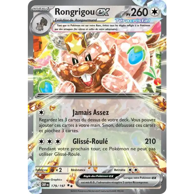 Ultra - Pokemon - Flammes Obsidiennes - Rongrigou ex 179/197