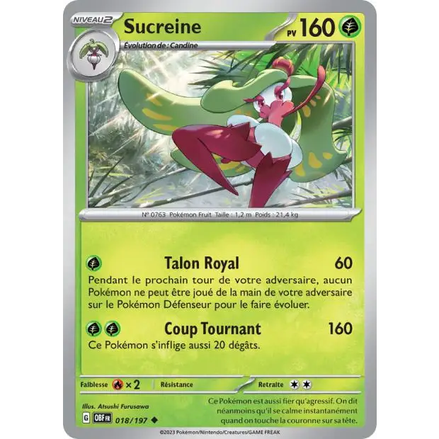 Peu commune - Pokemon - Flammes Obsidiennes - Sucreine 18/197